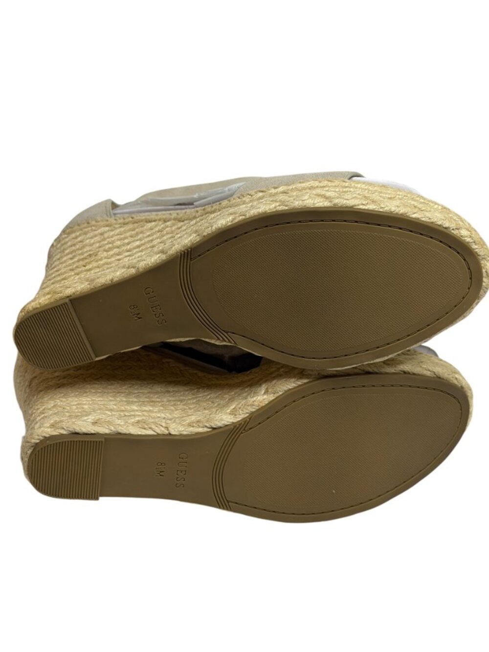 Guess Hidy Suede Sandals Shoes Wedge Espadrille Buckle Light Gray 8.5 NIB - Picture 9 of 13